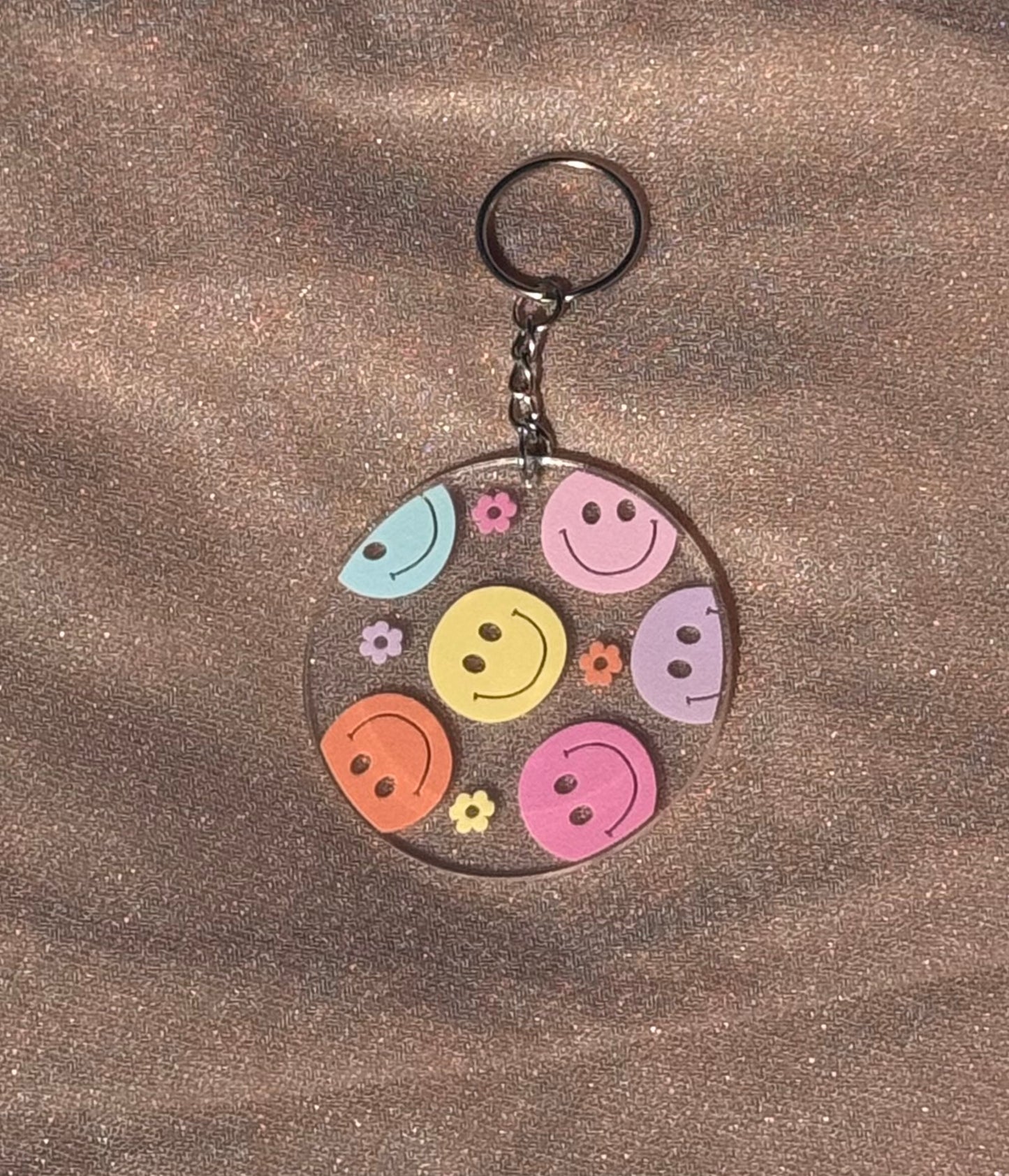 Smiley Face Circle Keychain