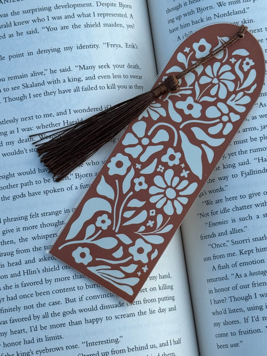 Brown Cottage Floral Bookmark